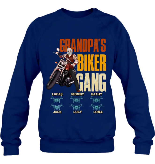 Custom Personalized Biker Shirt/Hoodie - Father's Day Gift Idea for Dad/Grandpa - Upto 6 Kids - Grandpa's Biker Gang