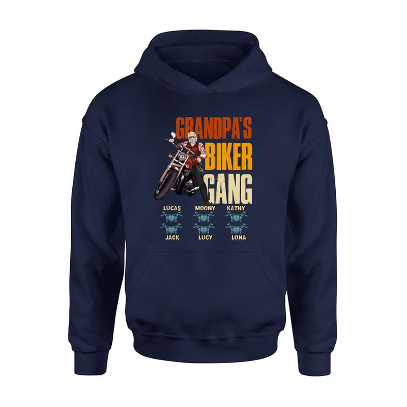 Personalized Biker Shirt/Hoodie - Father's Day Gift Idea for Dad/Grandpa - Up to 6 Kids - Grandpa's Biker Gang
