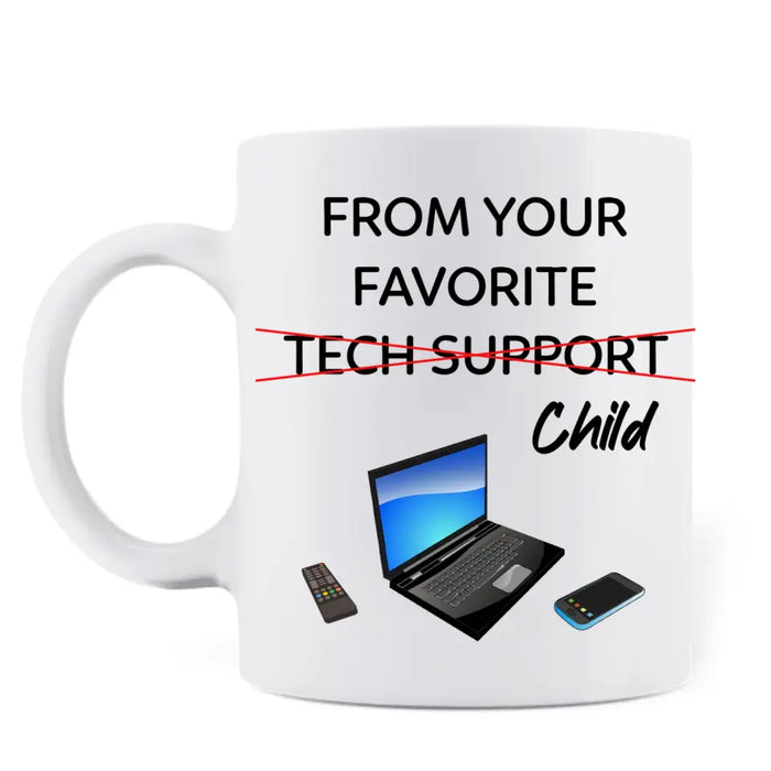 Custom Personalized Dad Coffee Mug - Funny Gift for Father's Day - From Your Favorite Tech Support