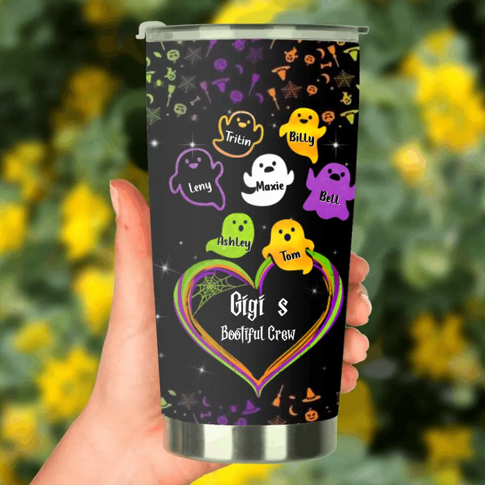 Custom Personalized Gigi's Bootiful Crew Tumbler - Halloween gift for Grandma and Grandkids - Up to 7 Grandkids