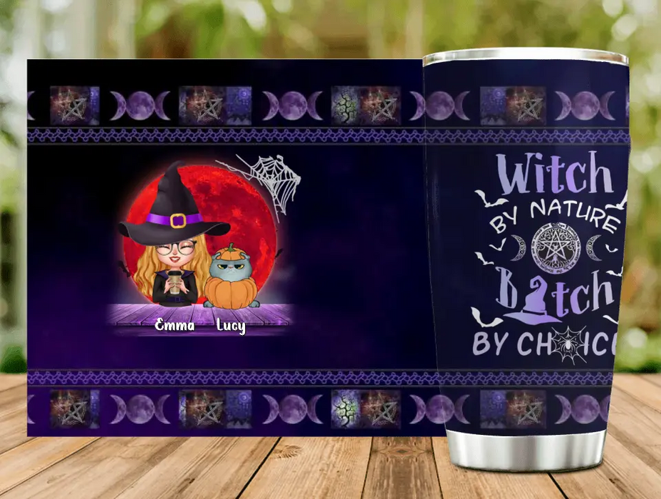 Custom Personalized Witch Tumbler - Upto 6 Cats/Dogs - Halloween Gift Idea For Cat/Dog  Lovers/Friends