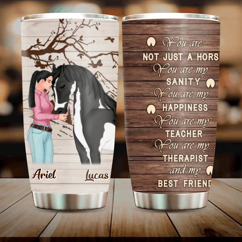 Personalized Horse Girl Tumbler - Gift Idea For Horse Lovers - Up To 5 Horses - You Are Not Just A Horse, You Are My Sanity