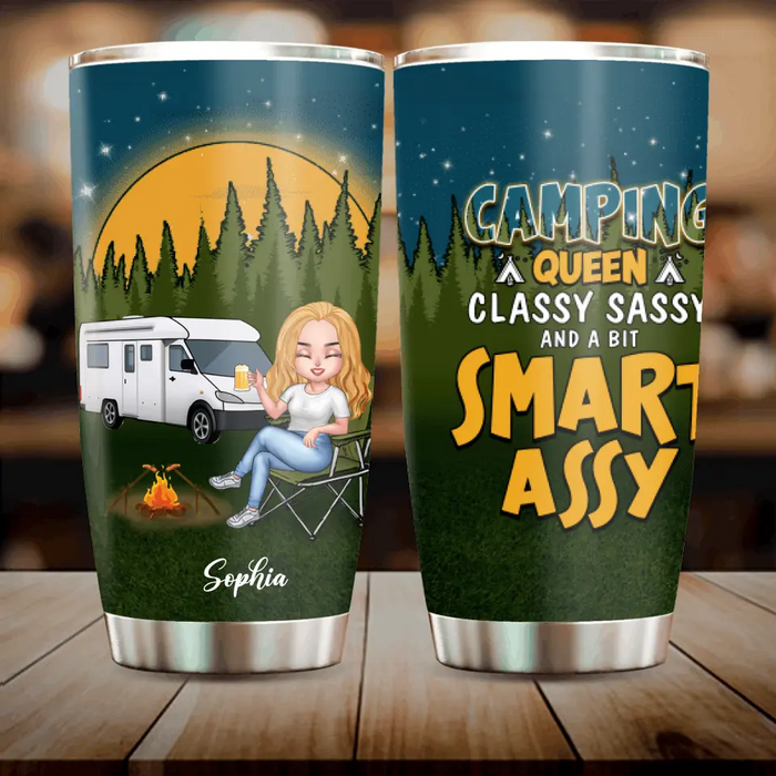 Custom Personalized Camping Queen Tumbler - Gift Idea For Camping Lover - Camping Queen Classy Sassy And A Bit Smart Assy