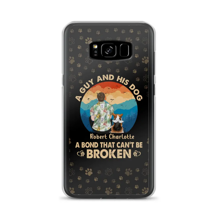 Custom Personalized Dog Dad Phone Case - Father's Day Gift Idea for Dad/Dog Lovers - Upto 4 Dogs - A Guy And His Dog A Bond That Can't Be Broken - Cases For iPhone/Samsung