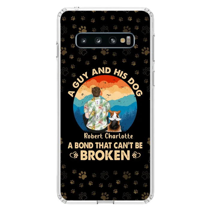 Custom Personalized Dog Dad Phone Case - Father's Day Gift Idea for Dad/Dog Lovers - Upto 4 Dogs - A Guy And His Dog A Bond That Can't Be Broken - Cases For iPhone/Samsung