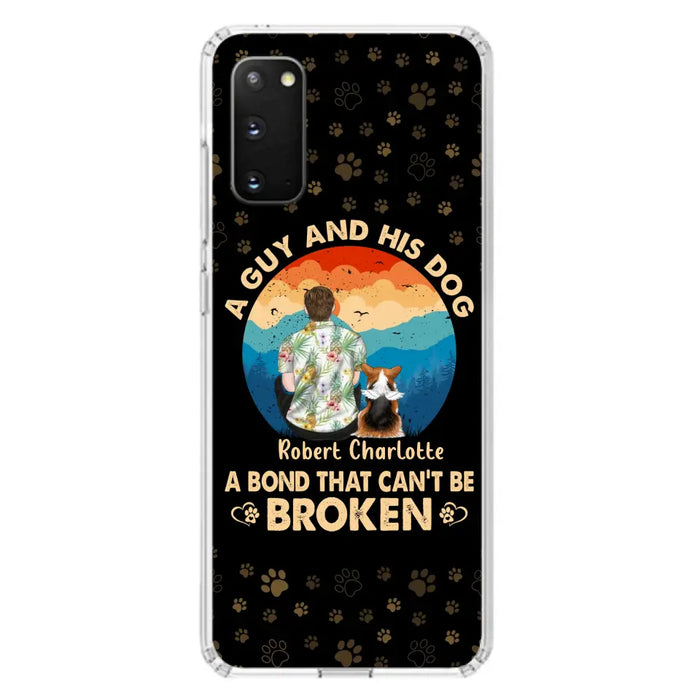 Custom Personalized Dog Dad Phone Case - Father's Day Gift Idea for Dad/Dog Lovers - Upto 4 Dogs - A Guy And His Dog A Bond That Can't Be Broken - Cases For iPhone/Samsung