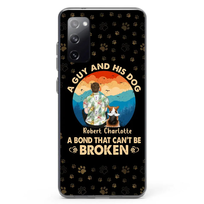 Custom Personalized Dog Dad Phone Case - Father's Day Gift Idea for Dad/Dog Lovers - Upto 4 Dogs - A Guy And His Dog A Bond That Can't Be Broken - Cases For iPhone/Samsung