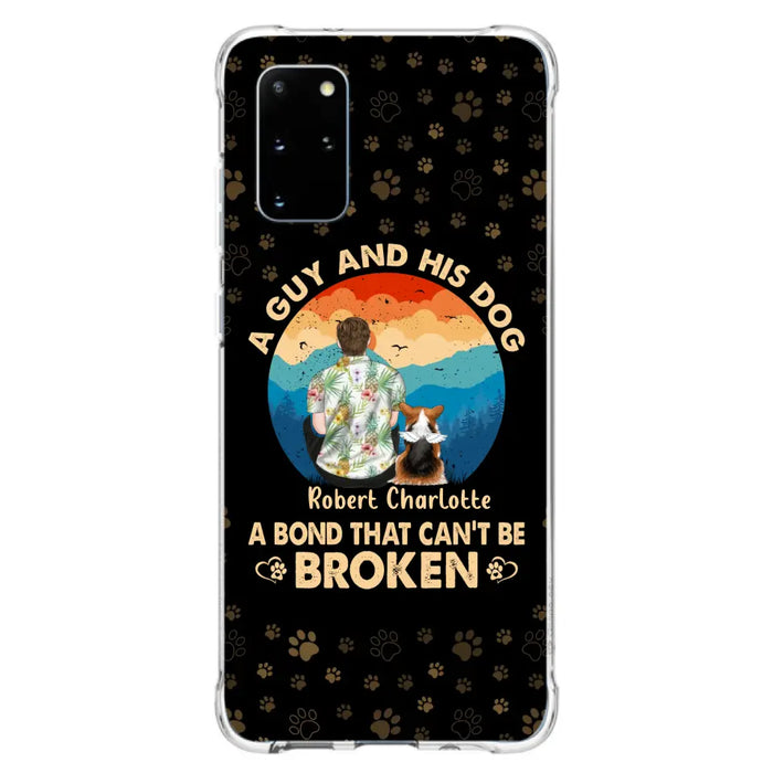 Custom Personalized Dog Dad Phone Case - Father's Day Gift Idea for Dad/Dog Lovers - Upto 4 Dogs - A Guy And His Dog A Bond That Can't Be Broken - Cases For iPhone/Samsung