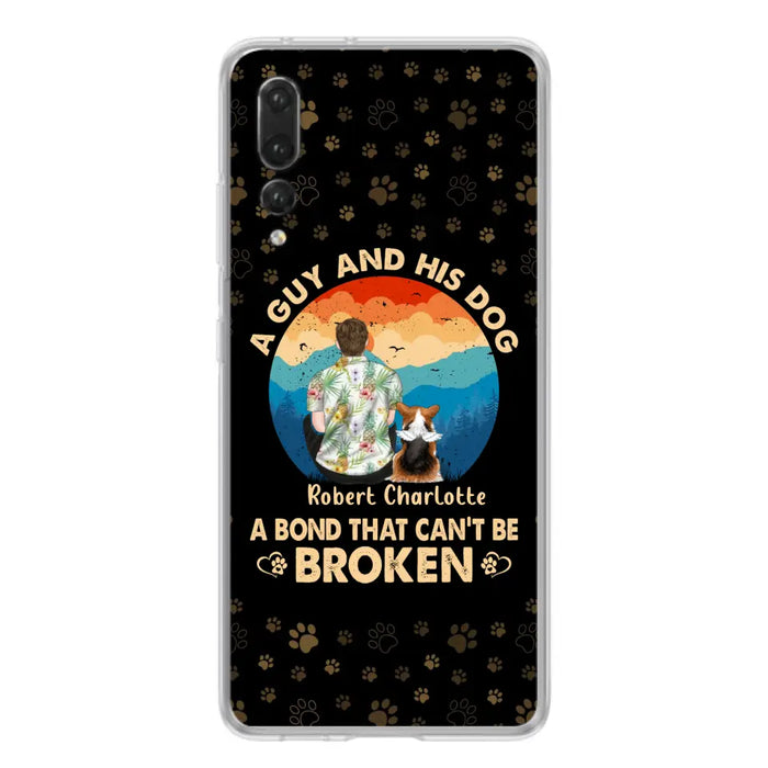 Custom Personalized Dog Dad Phone Case - Father's Day Gift Idea for Dad/Dog Lovers - Upto 4 Dogs - A Guy And His Dog A Bond That Can't Be Broken - Cases For Oppo/Xiaomi/Huawei