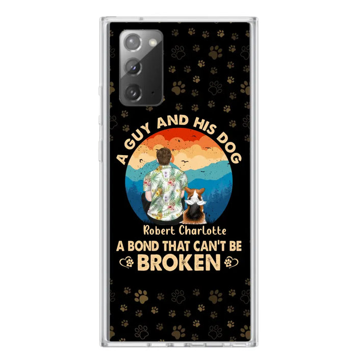 Custom Personalized Dog Dad Phone Case - Father's Day Gift Idea for Dad/Dog Lovers - Upto 4 Dogs - A Guy And His Dog A Bond That Can't Be Broken - Cases For iPhone/Samsung