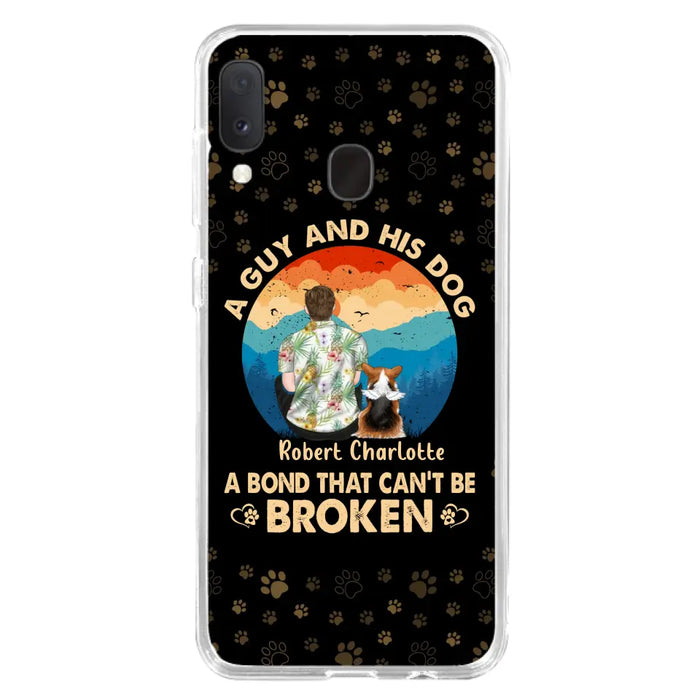 Custom Personalized Dog Dad Phone Case - Father's Day Gift Idea for Dad/Dog Lovers - Upto 4 Dogs - A Guy And His Dog A Bond That Can't Be Broken - Cases For iPhone/Samsung