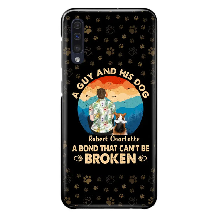 Custom Personalized Dog Dad Phone Case - Father's Day Gift Idea for Dad/Dog Lovers - Upto 4 Dogs - A Guy And His Dog A Bond That Can't Be Broken - Cases For iPhone/Samsung