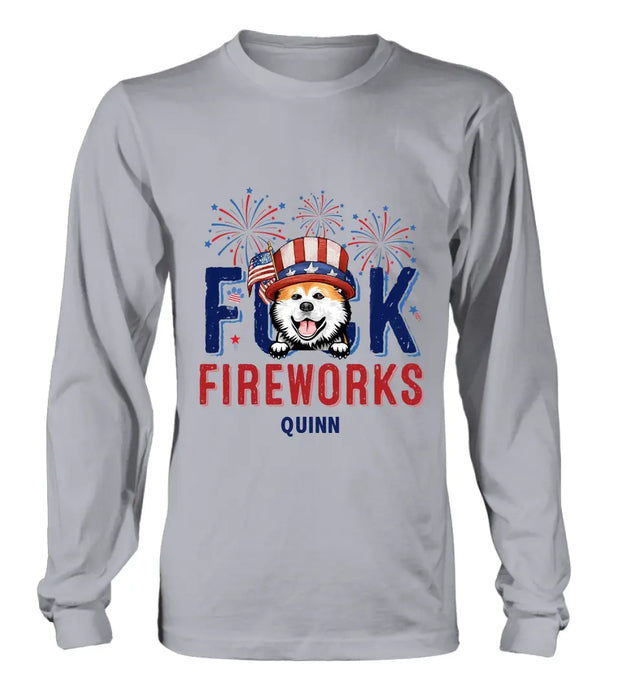 Custom Personalized Fireworks Dog Shirt/Hoodie - Independence Day Gift Idea for Dog/Cat Lovers