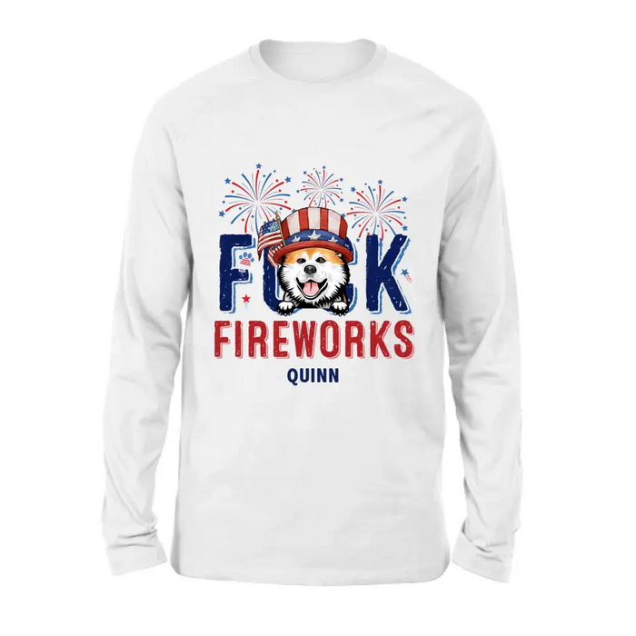 Custom Personalized Fireworks Dog Shirt/Hoodie - Independence Day Gift Idea for Dog/Cat Lovers