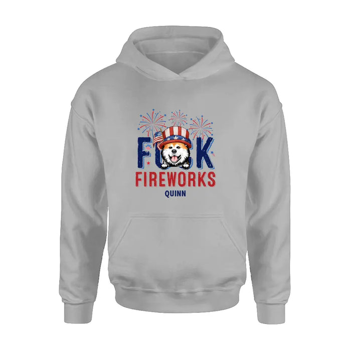 Custom Personalized Fireworks Dog Shirt/Hoodie - Independence Day Gift Idea for Dog/Cat Lovers