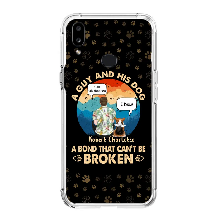 Custom Personalized Dog Dad Phone Case - Gift Idea For Father's Day/Dog Lovers - Upto 4 Dogs - A Guy And His Dog A Bond That Can't Be Broken - Cases For iPhone/Samsung