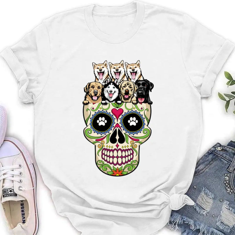 Personalized Sugar Skull Pets T-shirt/Hoodie/Sweatshirt/Sleeve - Gift for Dog/Cat Lovers - Up to 7 Pets