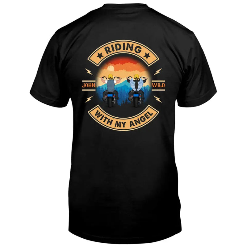 Personalized Riding With Angel T-shirt/Hoodie - Memorial Gift Idea For Friend/Bikers