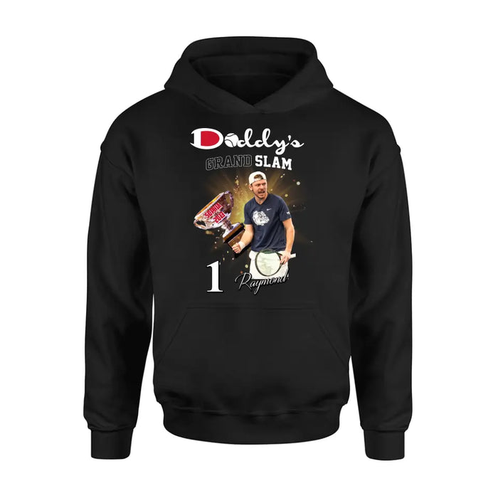 Custom Personalized Daddy Photo Shirt/Hoodie - Upto 4 Children - Father's Day Gift Idea for Tennis Lovers - Daddy's Grand Slam