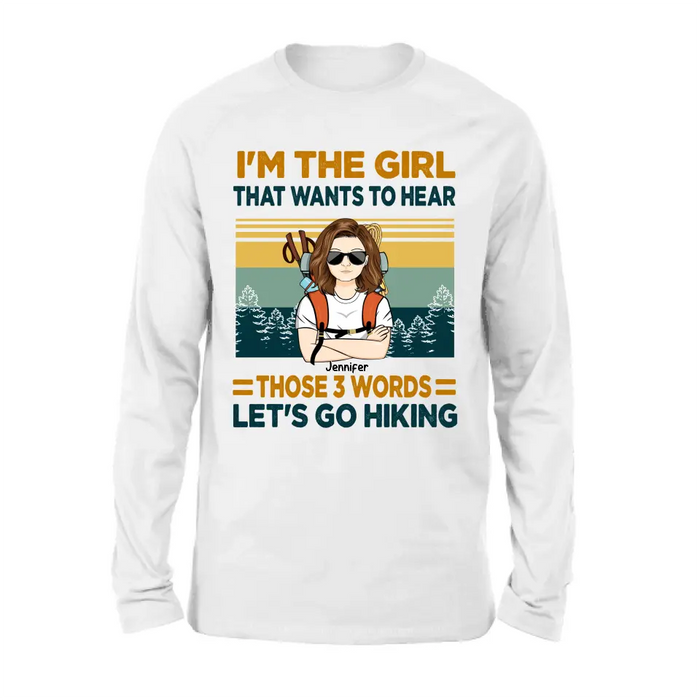 Custom Personalized Hiking Girl Shirt/ Hoodie - Girl With Upto 3 Dogs - Gift Idea For Hiking/ Dog Lover - Let's Go Hiking