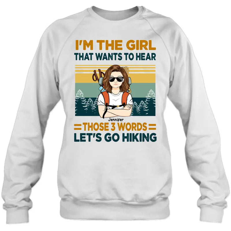Personalized Hiking Girl Shirt/Hoodie - Girl With Up to 3 Dogs - Gift Idea For Hiking/Dog Lover - Let's Go Hiking