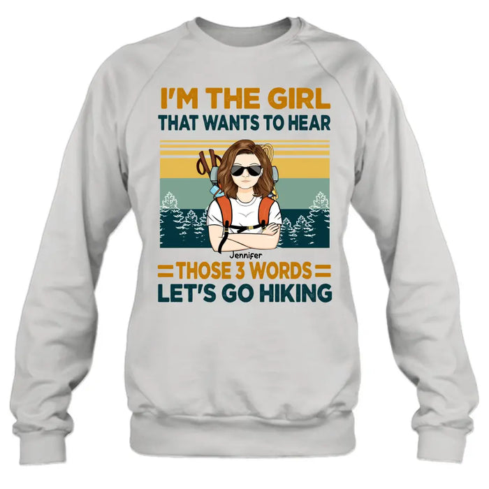 Custom Personalized Hiking Girl Shirt/ Hoodie - Girl With Upto 3 Dogs - Gift Idea For Hiking/ Dog Lover - Let's Go Hiking