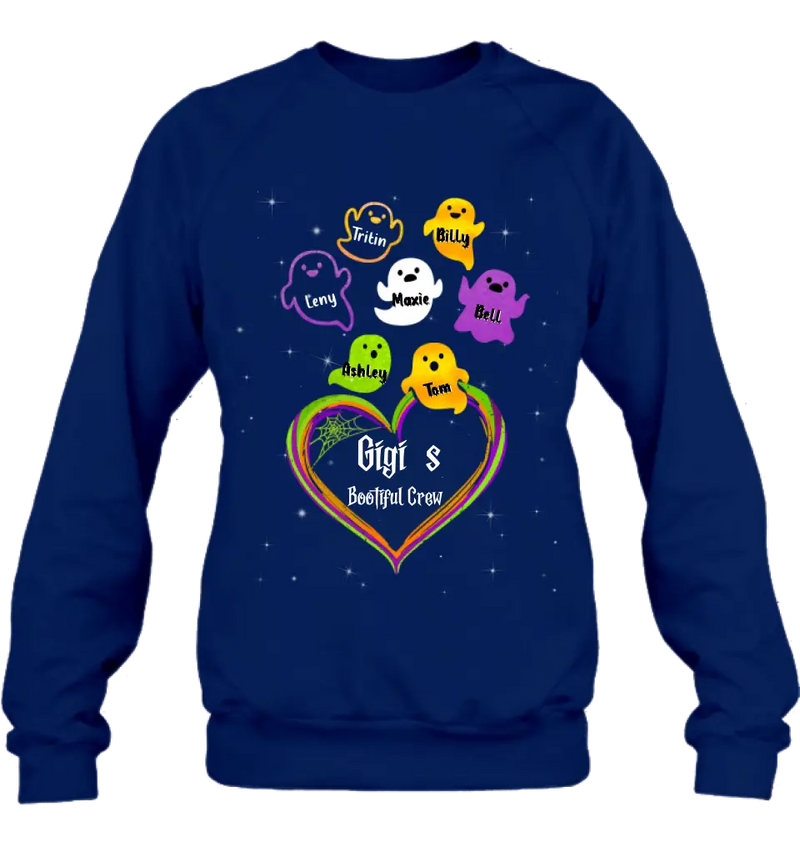 Personalized Gigi's Bootiful Crew T-shirt/Sleeve/Sweatshirt/Hoodie - Halloween gift for Grandma - Up to 7 Grandkids