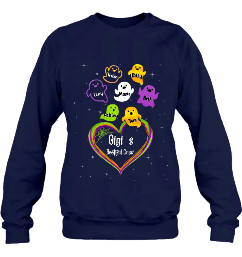 Personalized Gigi's Bootiful Crew T-shirt/Sleeve/Sweatshirt/Hoodie - Halloween gift for Grandma - Up to 7 Grandkids
