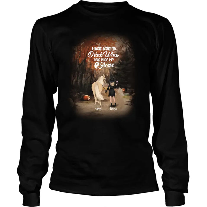 Custom Personalized Horse Witch T-Shirt/ Pullover Hoodie - Girl With Horse - EQRIYV