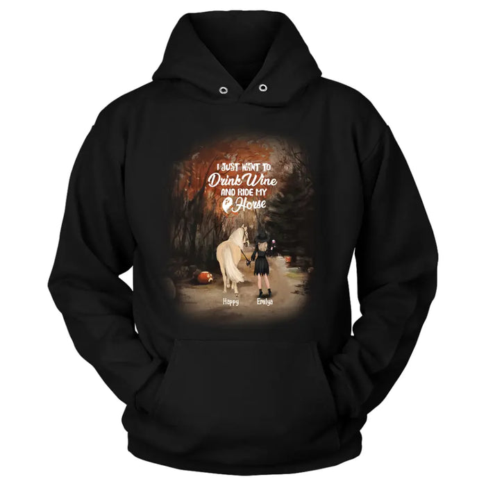 Custom Personalized Horse Witch T-Shirt/ Pullover Hoodie - Girl With Horse - EQRIYV