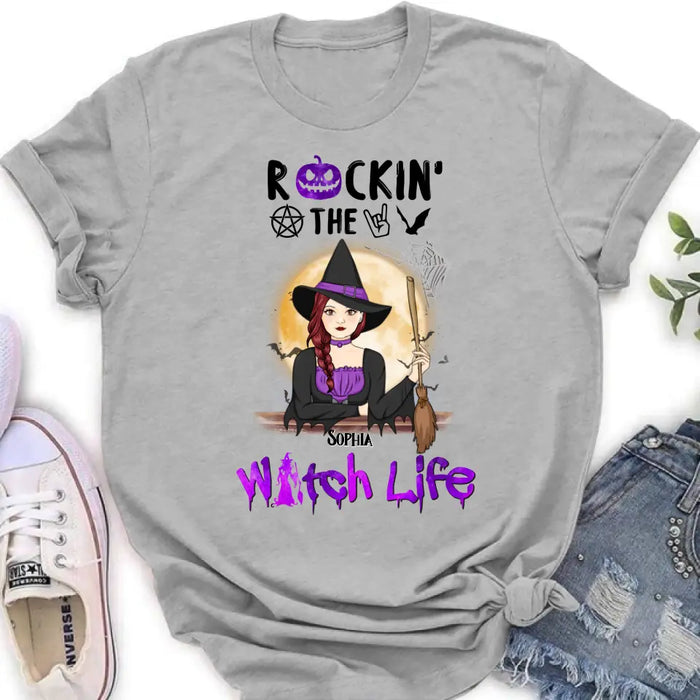 Custom Personalized Witch Shirt - Halloween Gift Idea - Rockin' The Witch Life