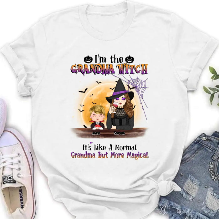 Custom Personalized Grandma Witch Shirt - Gift Idea For Halloween - Up to 5 Kids - I'm Grandma Witch