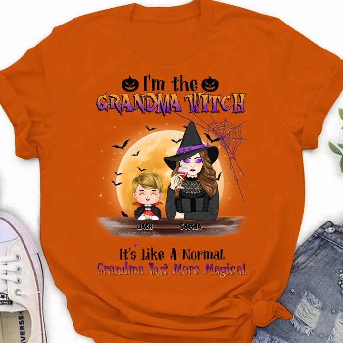 Custom Personalized Grandma Witch Shirt - Gift Idea For Halloween - Up to 5 Kids - I'm Grandma Witch