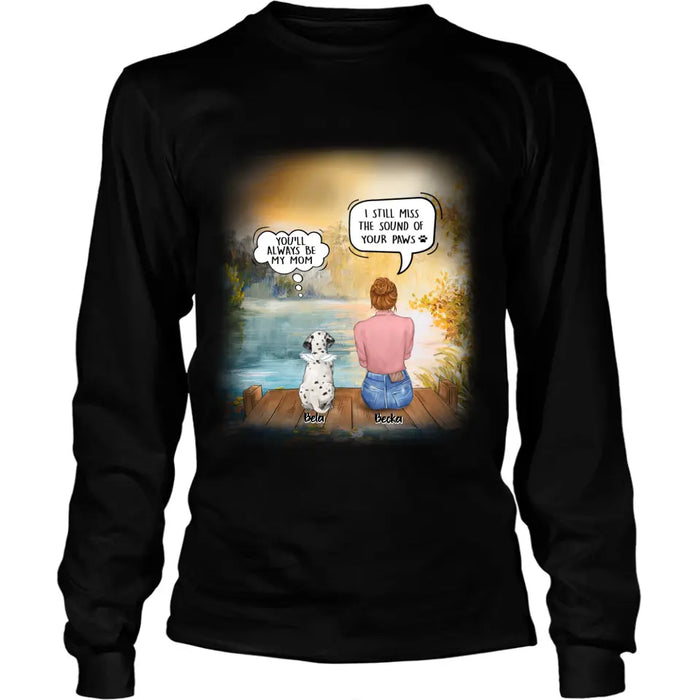 Custom Personalized Memorial Pet Mom T-Shirt/Hoodie - Woman With Upto 5 Pets - Best Gift For Pet Lover - It's So Hard To Say Goodbye