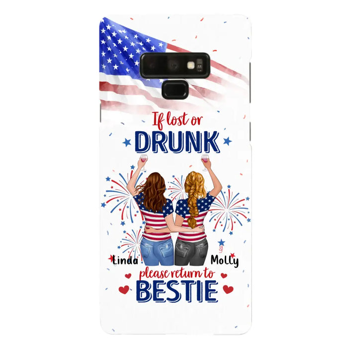 Custom Personalized Friend's 4th Of July iPhone/Samsung Case - Gift Idea For Friends/ Besties/ Sister On Independence Day - Up to 4 Girls - If Lost Or Drunk Please Return To Bestie