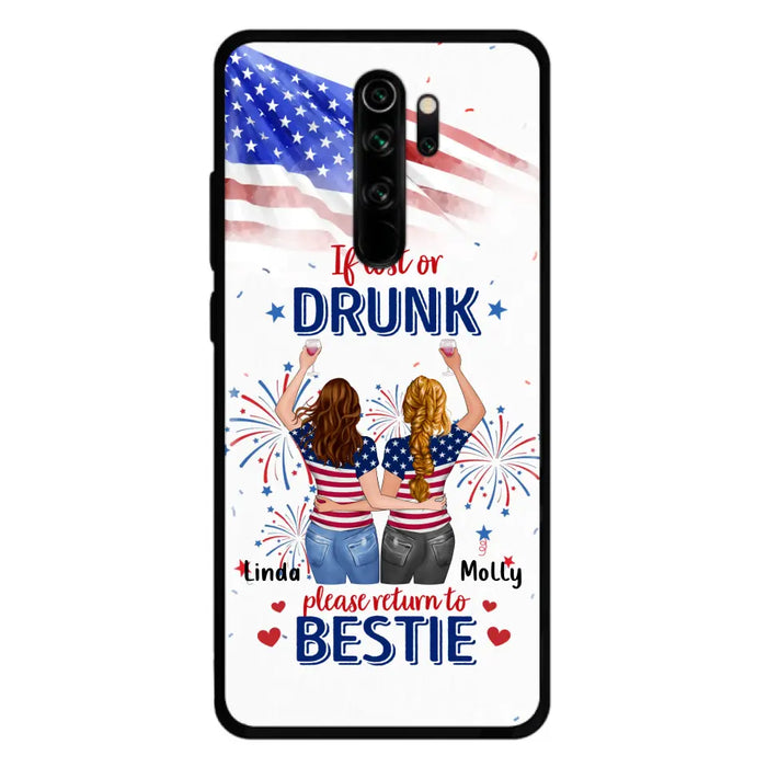 Custom Personalized Friend's 4th Of July Phone Case - Gift Idea For Friends/ Besties/ Sister On Independence Day - Up to 4 Girls - If Lost Or Drunk Please Return To Bestie - Case For Oppo/Xiaomi/Huawei