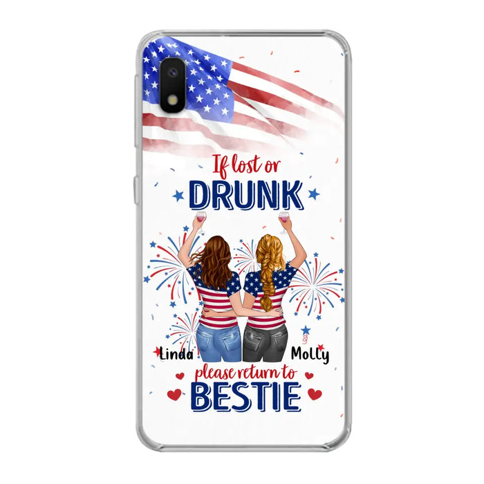 Custom Personalized Friend's 4th Of July iPhone/Samsung Case - Gift Idea For Friends/ Besties/ Sister On Independence Day - Up to 4 Girls - If Lost Or Drunk Please Return To Bestie