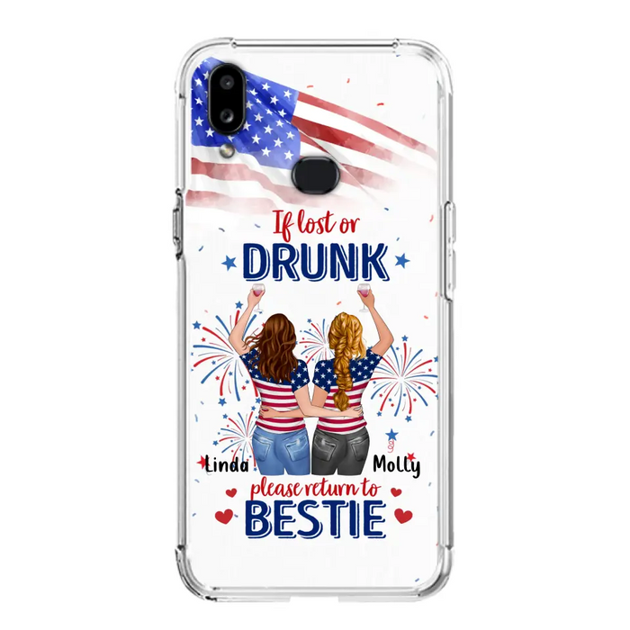 Custom Personalized Friend's 4th Of July iPhone/Samsung Case - Gift Idea For Friends/ Besties/ Sister On Independence Day - Up to 4 Girls - If Lost Or Drunk Please Return To Bestie