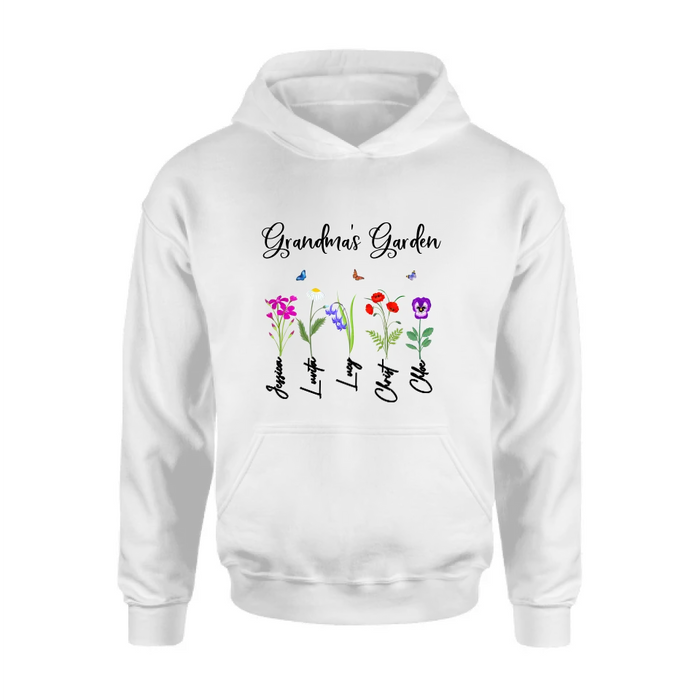 Custom Personalized Grandma's Garden Shirt/Long sleeve/Sweatshirt/Hoodie - Gift Idea For Grandma/Mother's Day - Upto 5 Flowers - Grandma's Garden