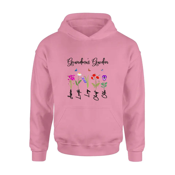 Custom Personalized Grandma's Garden Shirt/Long sleeve/Sweatshirt/Hoodie - Gift Idea For Grandma/Mother's Day - Upto 5 Flowers - Grandma's Garden