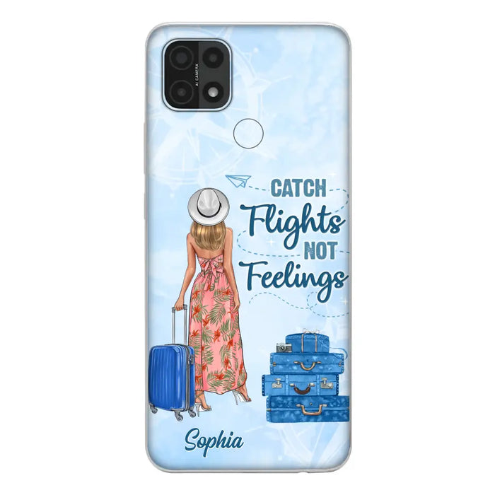 Custom Personalized Traveling Girl Phone Case - Gift Idea For Traveling Lovers - Catch Flights Not Feelings - Cases For Oppo/Xiaomi/Huawei