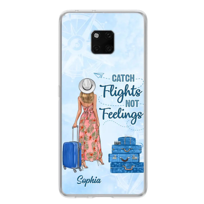 Custom Personalized Traveling Girl Phone Case - Gift Idea For Traveling Lovers - Catch Flights Not Feelings - Cases For Oppo/Xiaomi/Huawei