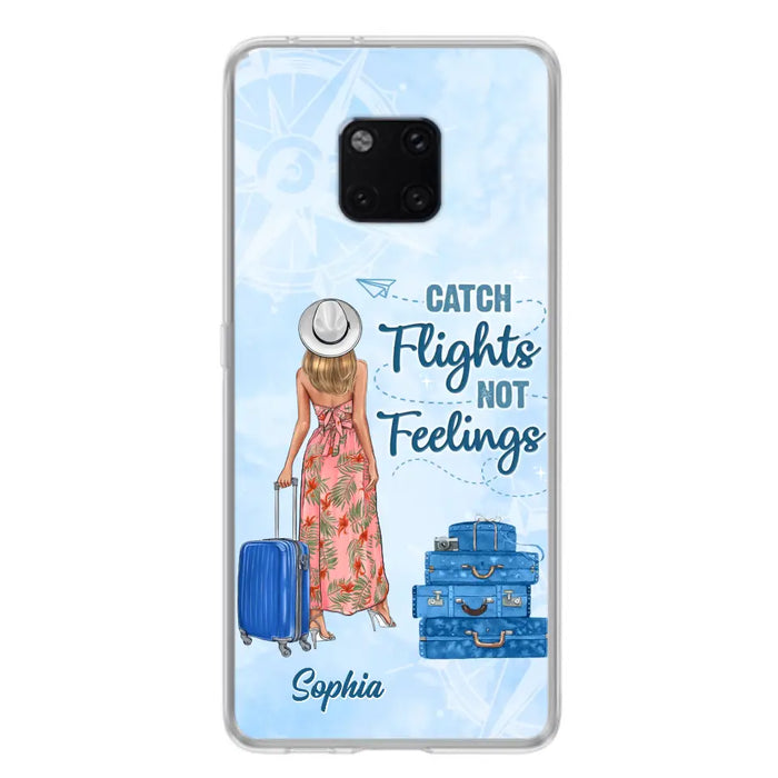 Custom Personalized Traveling Girl Phone Case - Gift Idea For Traveling Lovers - Catch Flights Not Feelings - Cases For Oppo/Xiaomi/Huawei