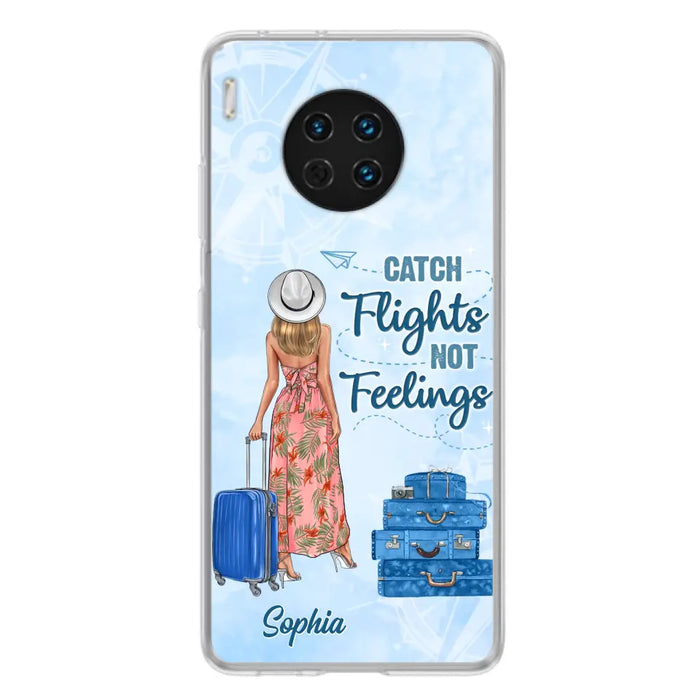 Custom Personalized Traveling Girl Phone Case - Gift Idea For Traveling Lovers - Catch Flights Not Feelings - Cases For Oppo/Xiaomi/Huawei