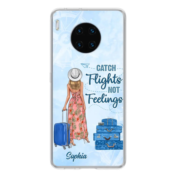 Custom Personalized Traveling Girl Phone Case - Gift Idea For Traveling Lovers - Catch Flights Not Feelings - Cases For Oppo/Xiaomi/Huawei