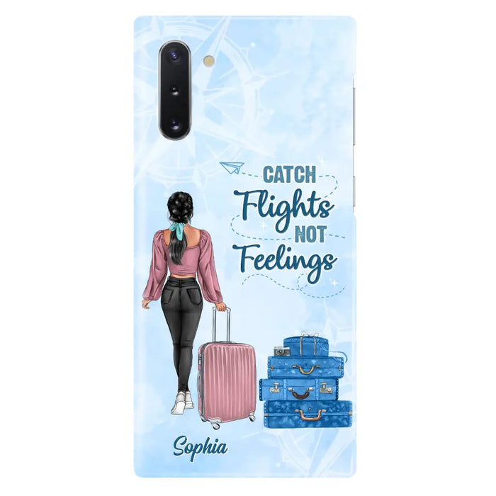 Custom Personalized Traveling Girl Phone Case - Gift Idea For Traveling Lovers/Girl - Catch Flights Not Feelings - Cases For iPhone/Samsung