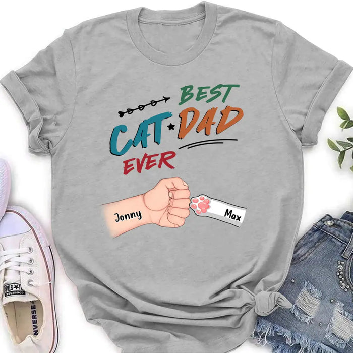 Custom Personalized Cat Dad T-Shirt - Upto 6 Cats - Father's Day Gift Idea for Cat Owners - Best Cat Dad Ever