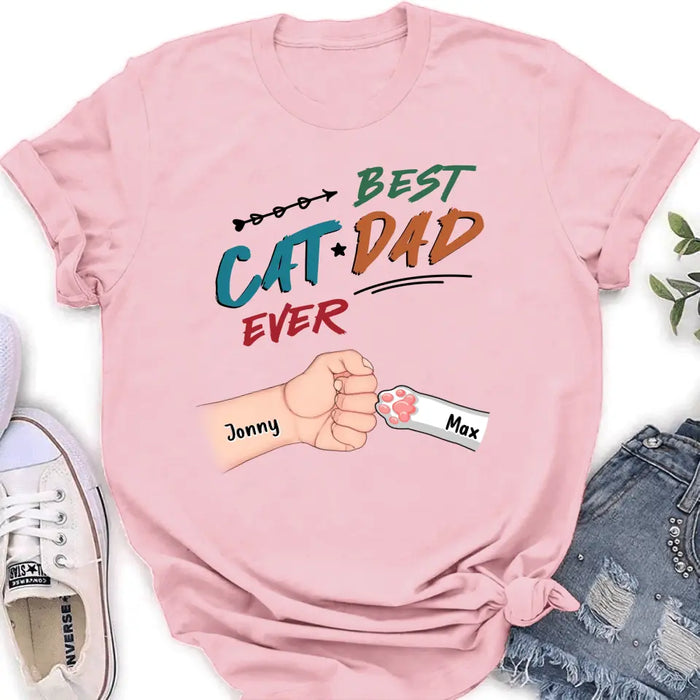 Custom Personalized Cat Dad T-Shirt - Upto 6 Cats - Father's Day Gift Idea for Cat Owners - Best Cat Dad Ever