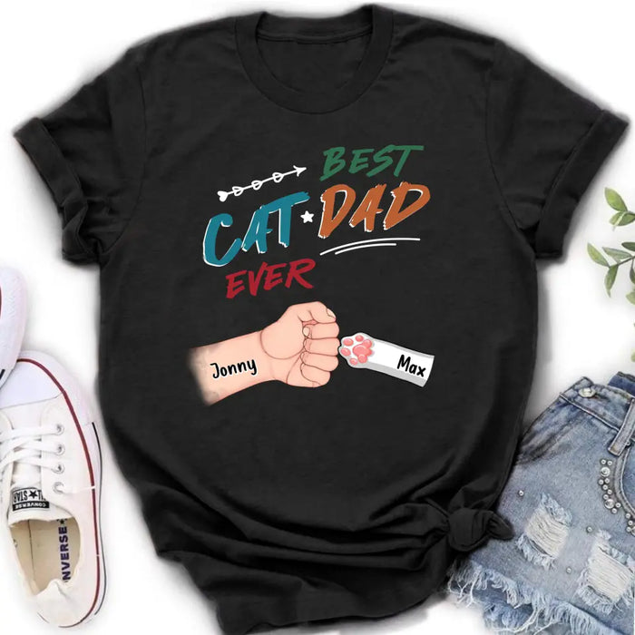 Custom Personalized Cat Dad T-Shirt - Upto 6 Cats - Father's Day Gift Idea for Cat Owners - Best Cat Dad Ever