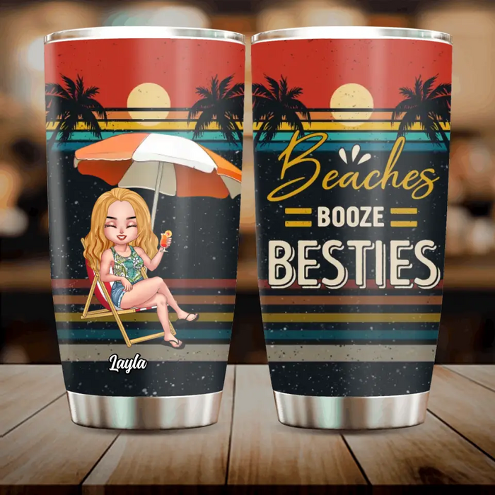 Custom Personalized Besties Tumbler - Upto 4 People - Gift Idea For Besties/Friends/Beach Lovers - Beach Booze Besties